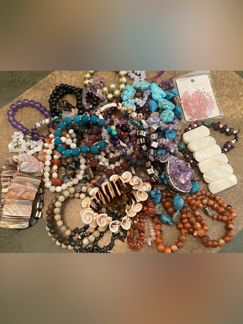 Semiprecious Gemstone Lot 2.84 Pounds Necklaces Bracelets